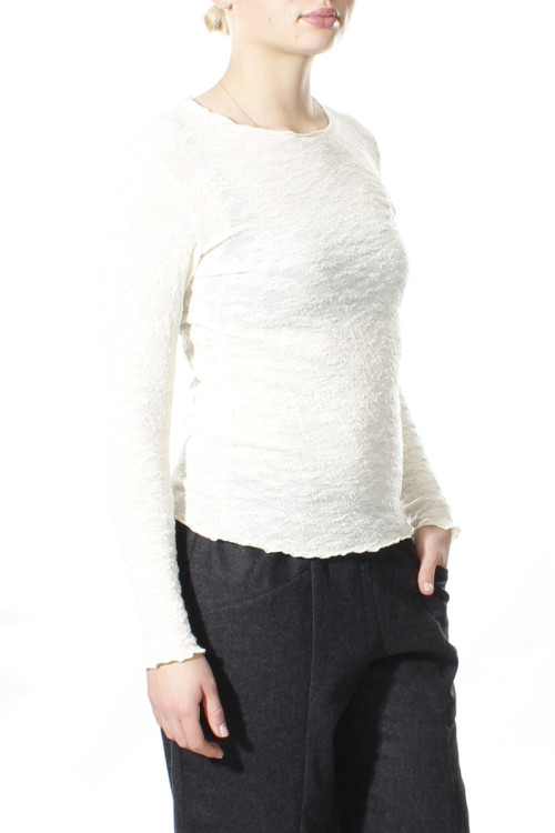 Langærmet bluse i merino bobble uld 4502