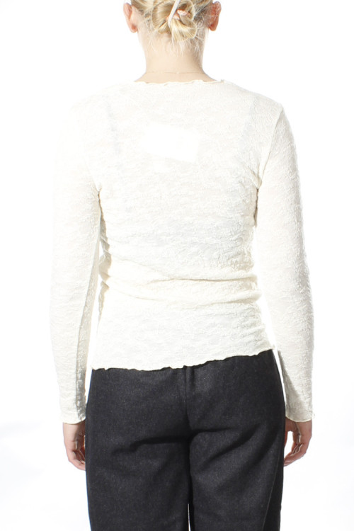 Langærmet bluse i merino bobble uld 4502