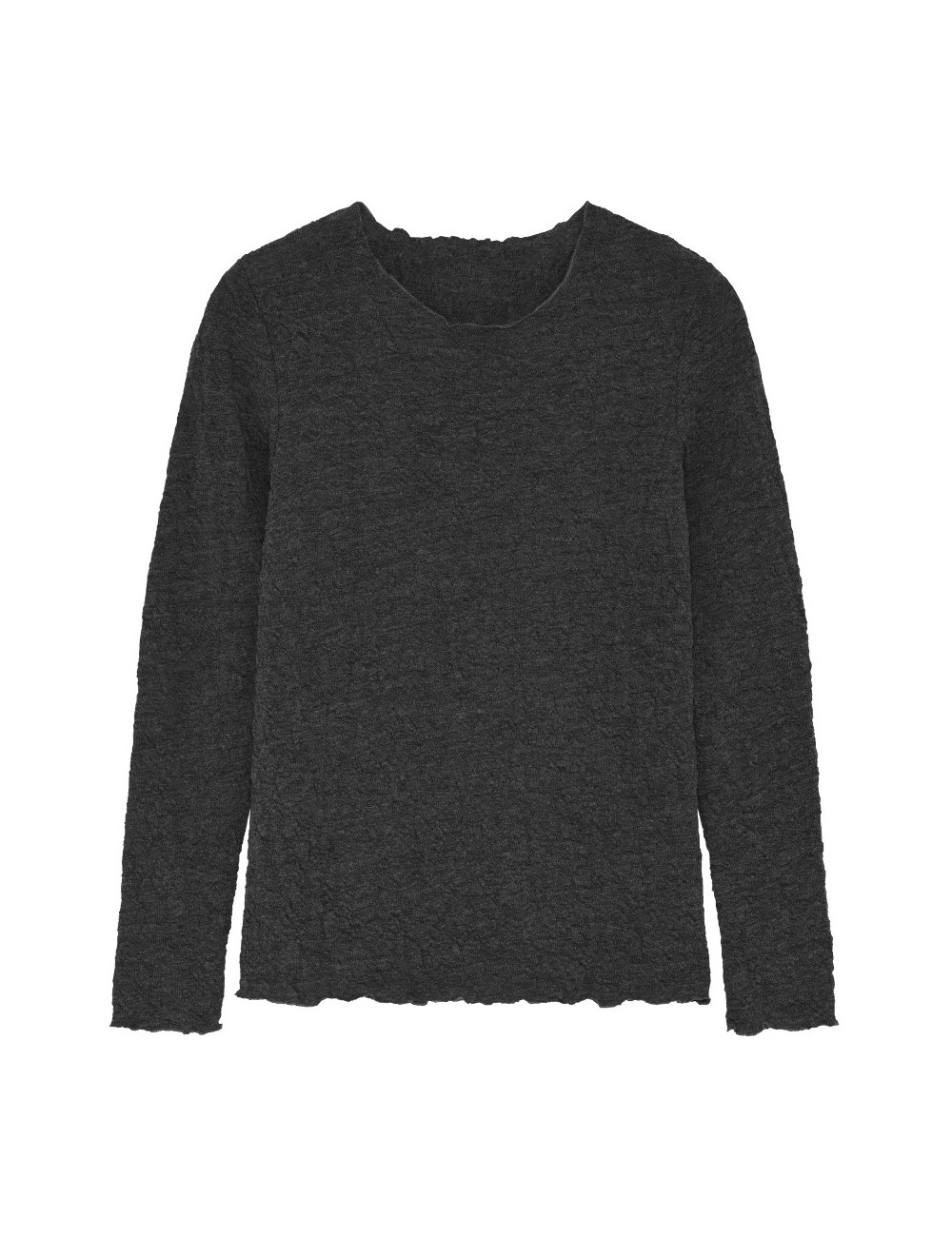 Langærmet bluse i merino bobble uld 4502