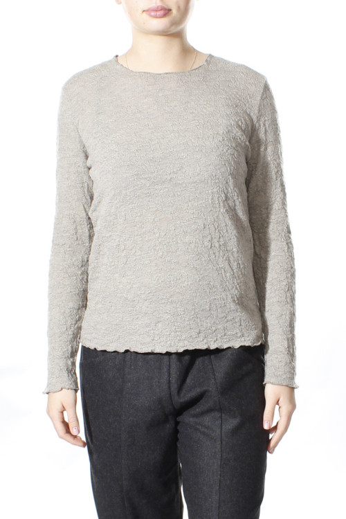 Langærmet bluse i merino bobble uld 4502