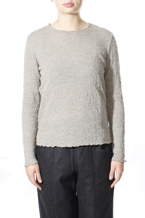 Langærmet bluse i merino bobble uld 4502