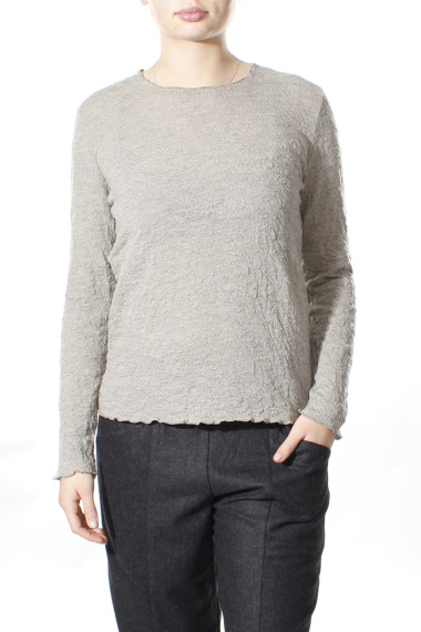 Langærmet bluse i merino bobble uld 4502