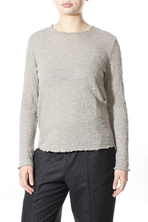 Langærmet bluse i merino bobble uld 4502