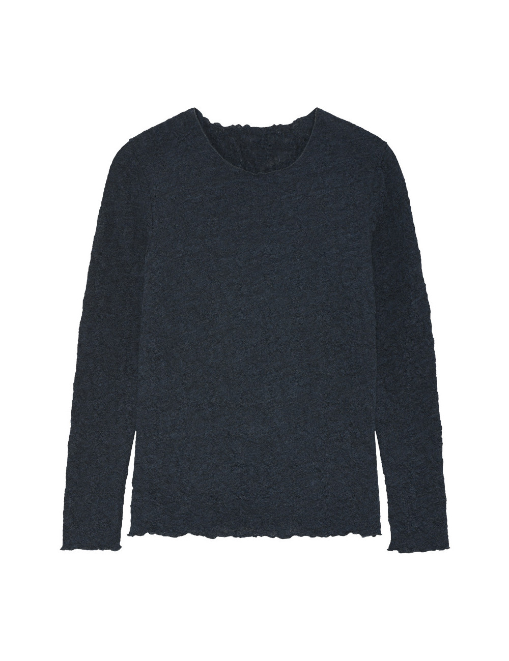 Langærmet bluse i merino bobble uld 4502