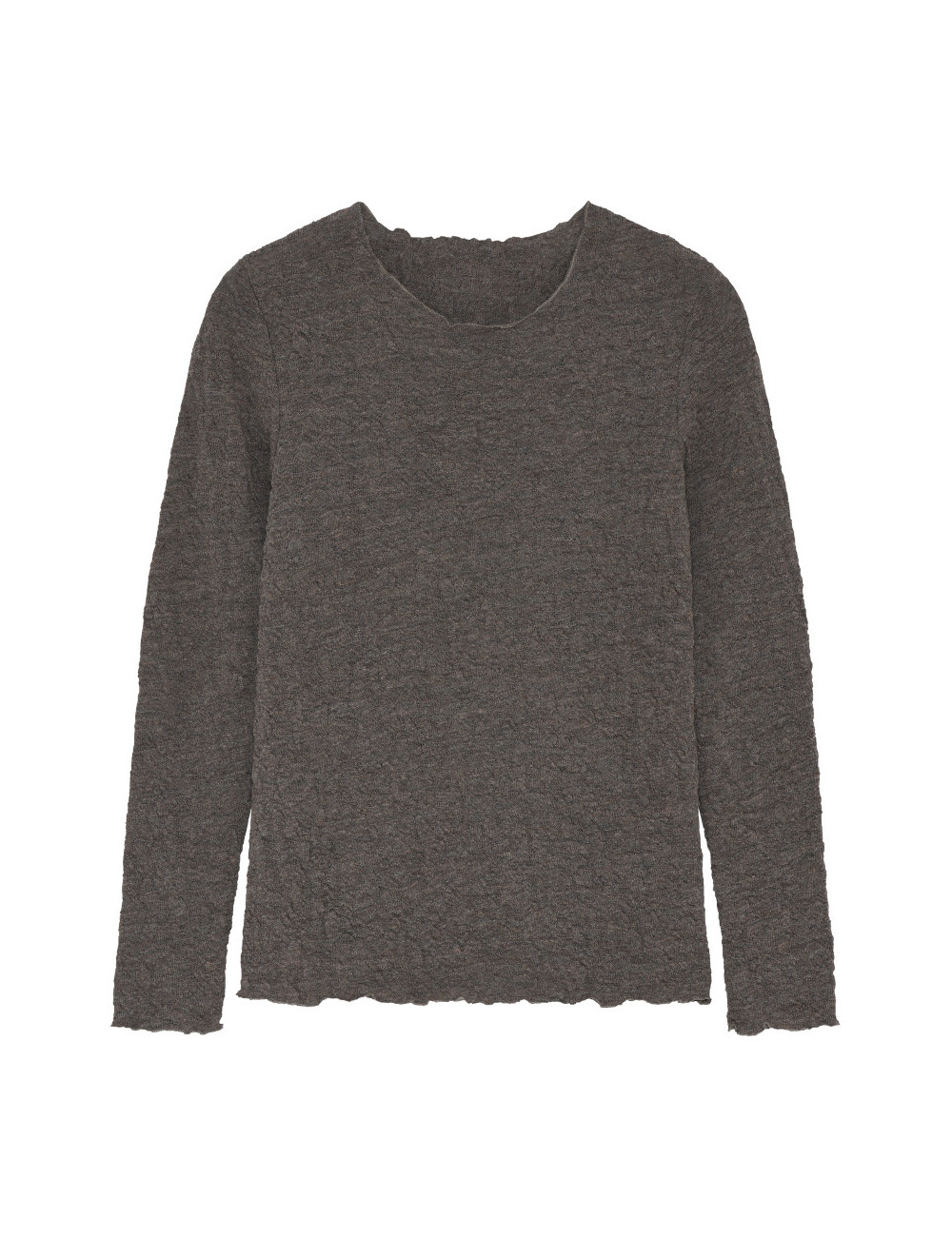 Langærmet bluse i merino bobble uld 4502