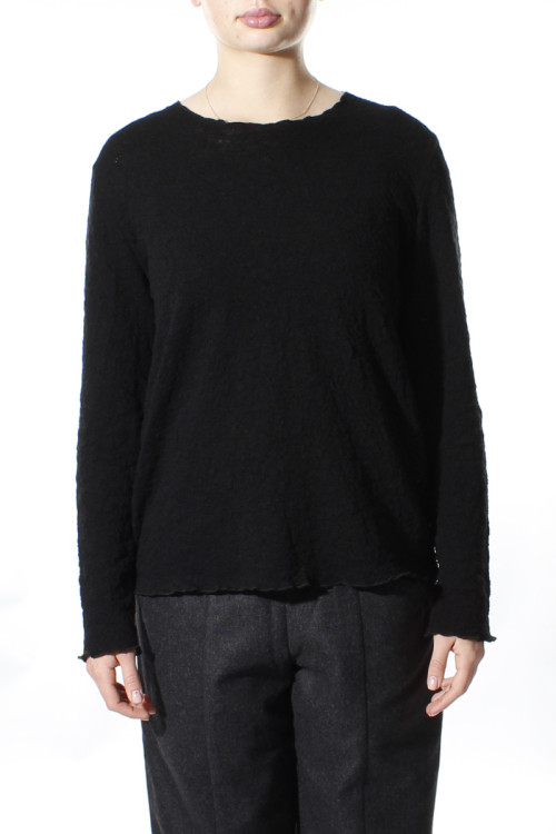 Langærmet bluse i merino bobble uld 4502