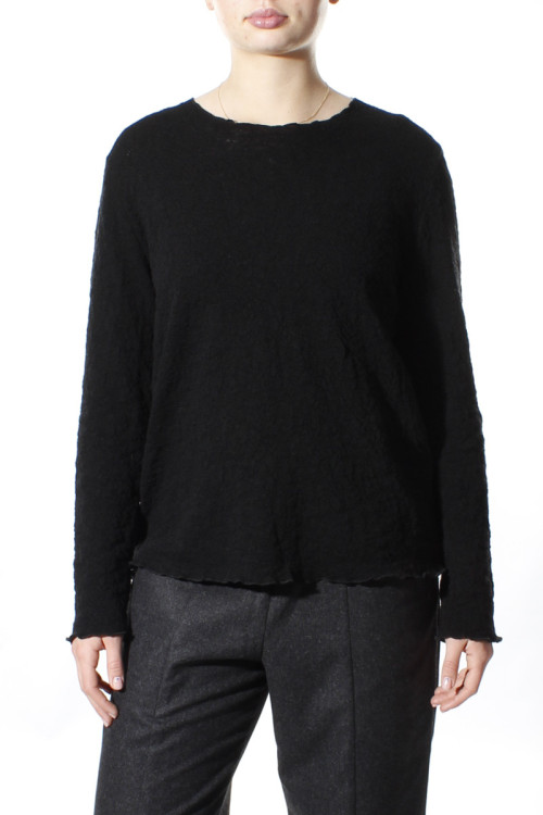 Langærmet bluse i merino bobble uld 4502