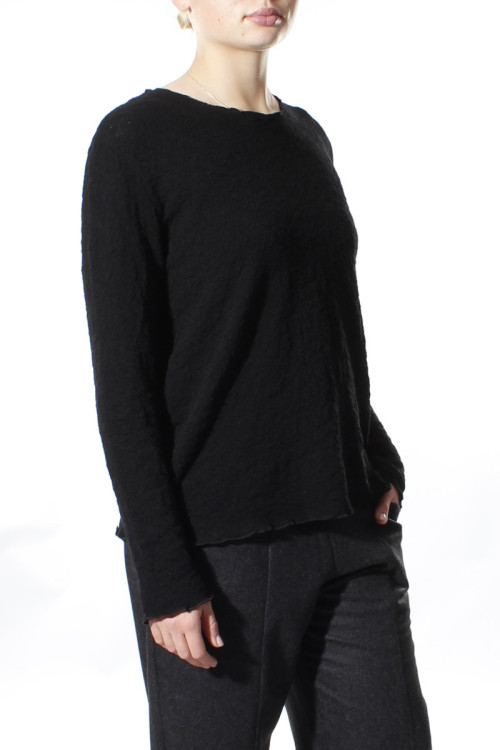 Langærmet bluse i merino bobble uld 4502