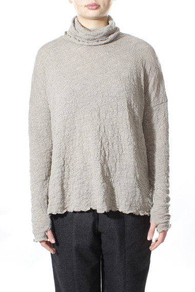 Højhalset bluse i merino boble uld i elefant grå fra By Basics