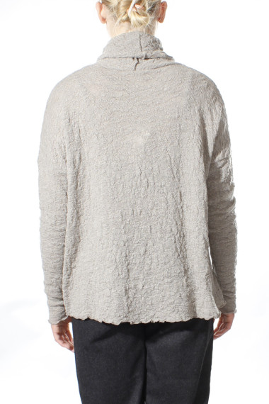 Højhalset bluse i merino boble uld i elefant grå fra By Basics