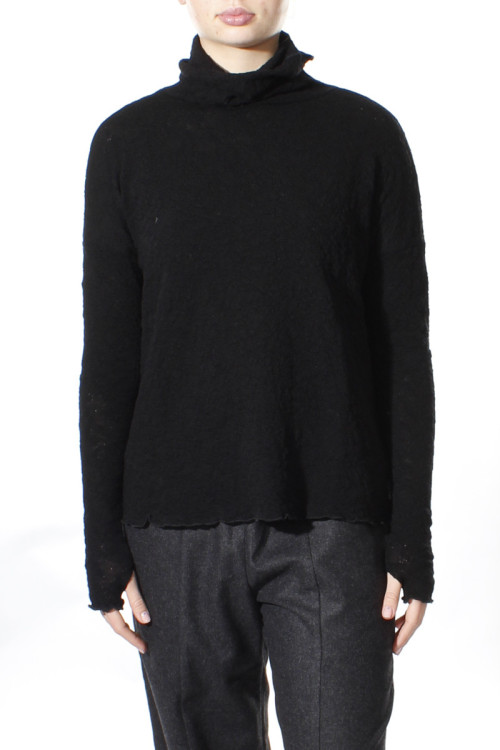 Højhalset bluse i merino bobble uld 4501