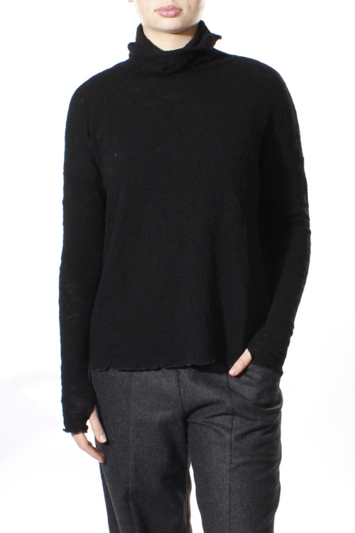 Højhalset bluse i merino bobble uld 4501