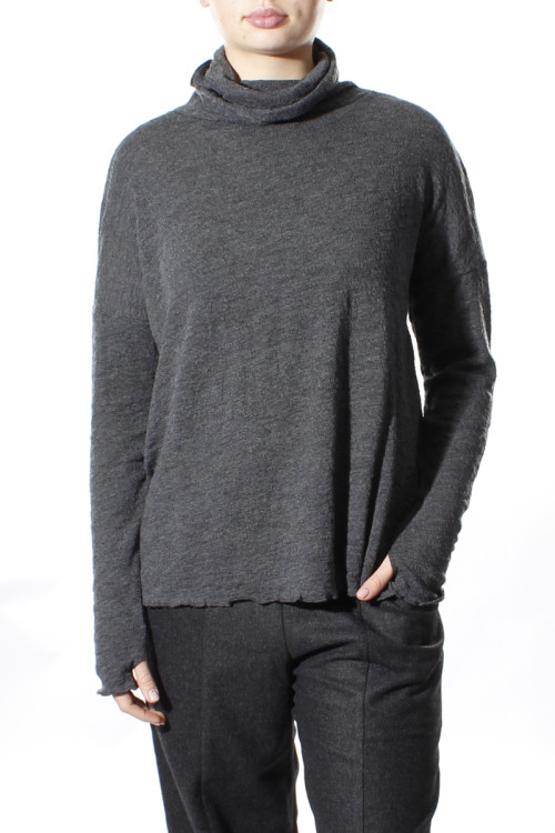 Højhalset bluse i merino bobble uld 4501