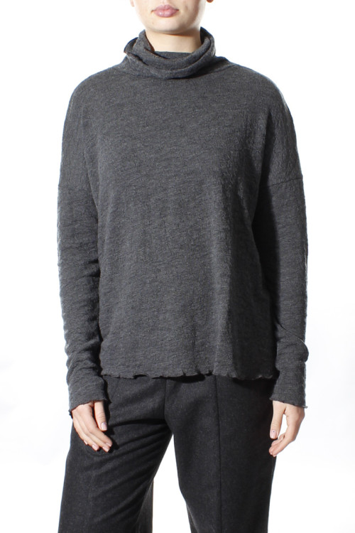 Højhalset bluse i merino bobble uld 4501