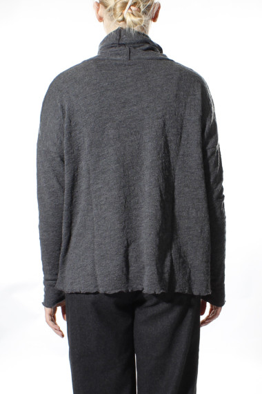 Højhalset bluse i merino boble uld i antracit grå fra By Basics