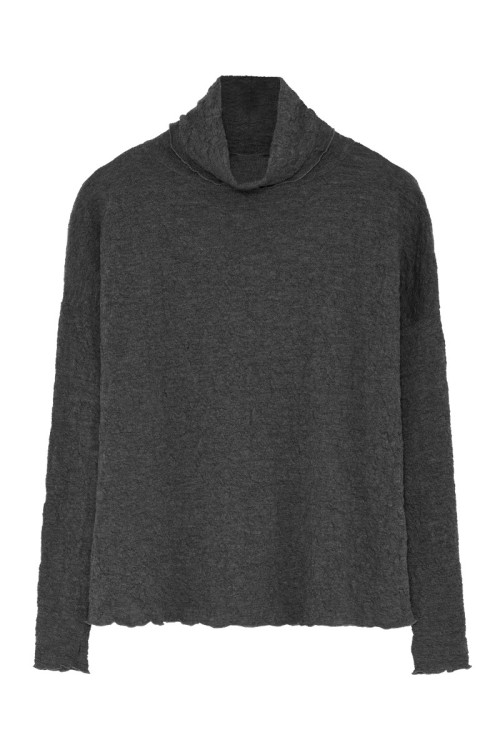 Højhalset bluse i merino bobble uld 4501