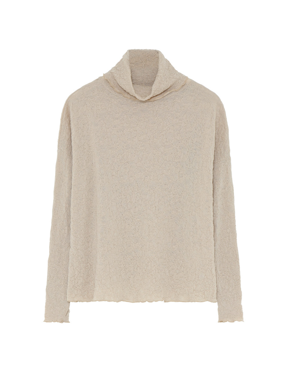 Højhalset bluse i merino bobble uld 4501