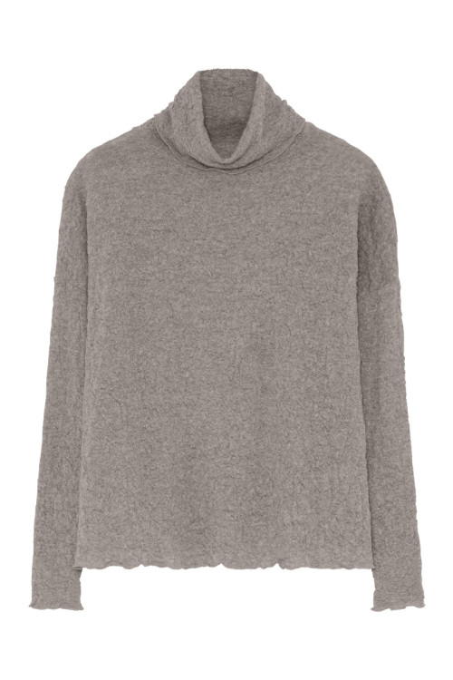 Højhalset bluse i merino bobble uld 4501