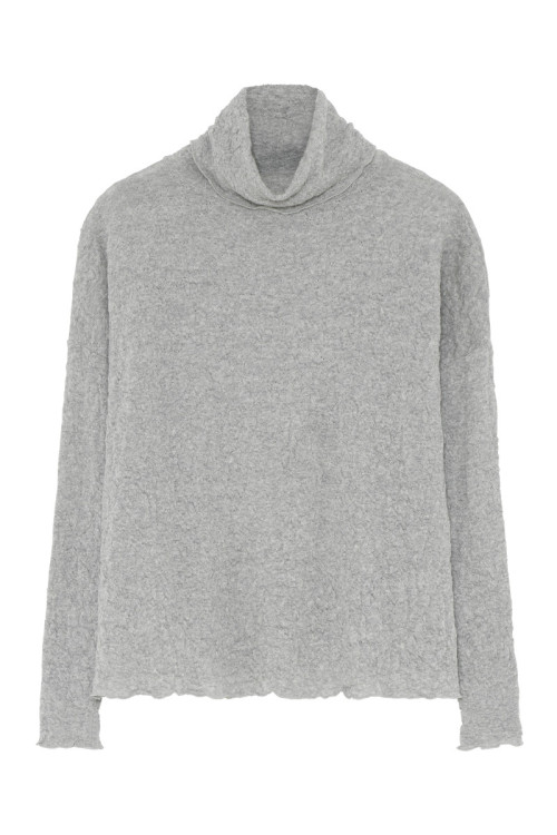 Højhalset bluse i merino bobble uld 4501