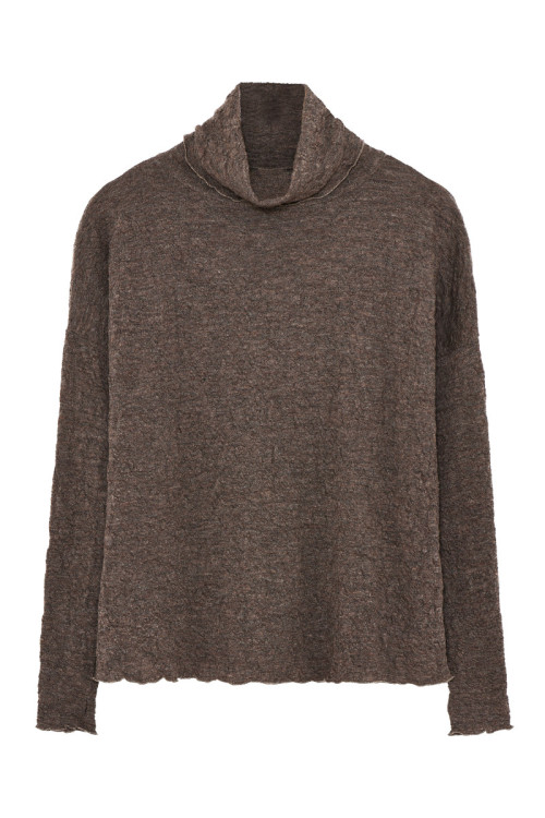 Højhalset bluse i merino bobble uld 4501