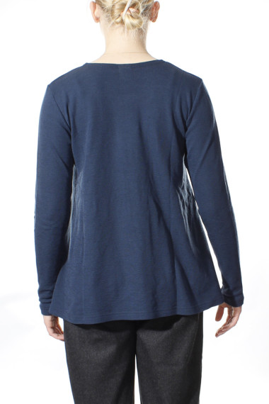 Merino uld bluse med A-facon fra By Basics i midt nat blå