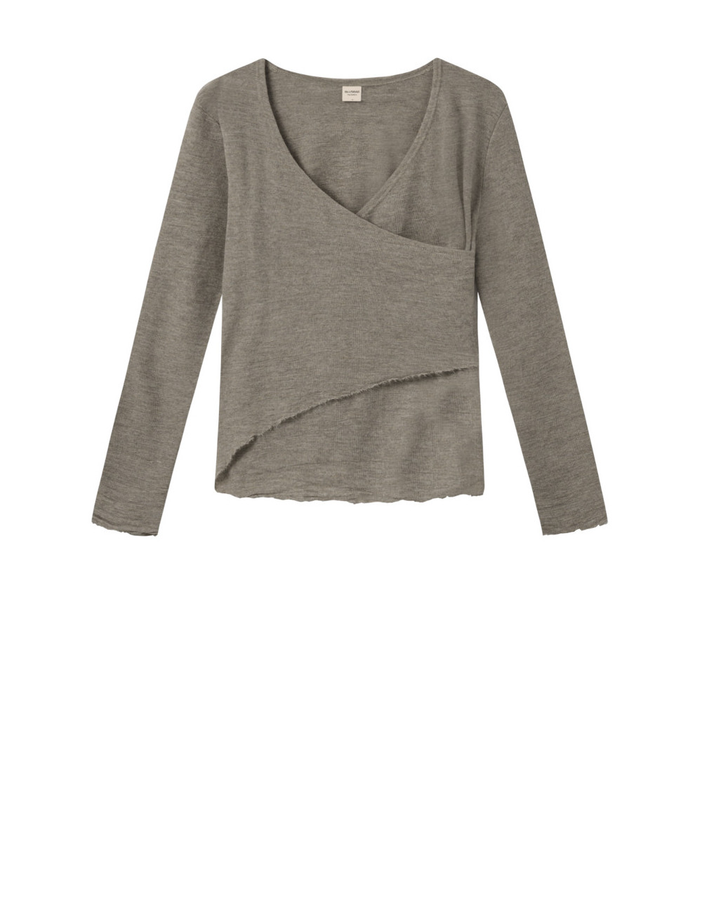 Merino uld bluse med slå om detalje 4008 i basis farver