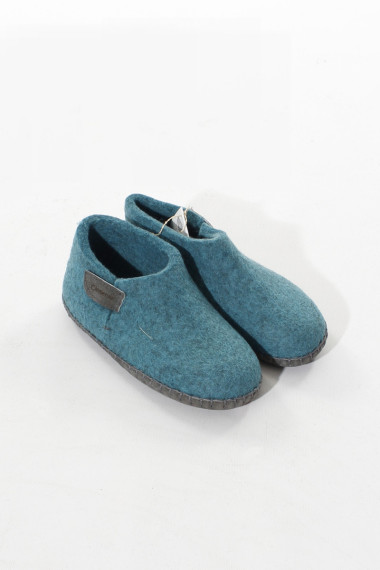 Højskaftede uldtøfler i petrol fra Clemente Copenhagen