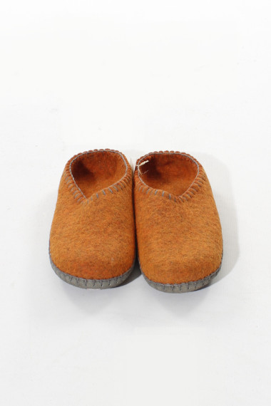 Lavskaftede uldtøfler i orange fra Clemente Copenhagen