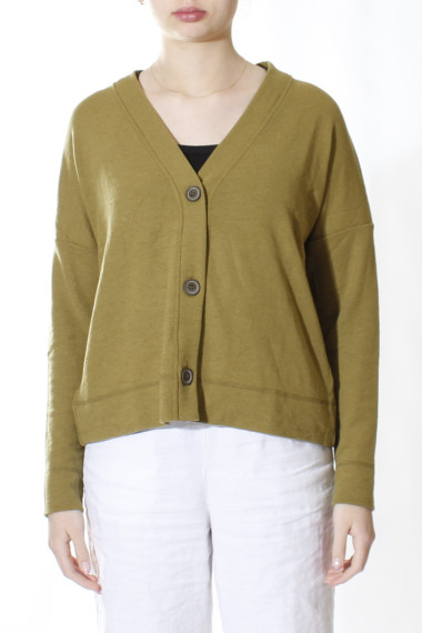 Klassisk cardigan med i moss grøn fra By Basics