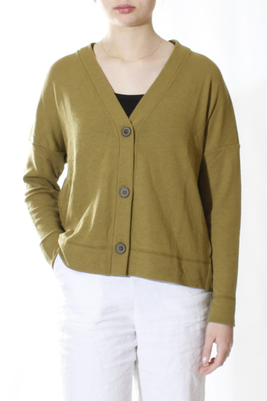 Klassisk cardigan med i moss grøn fra By Basics
