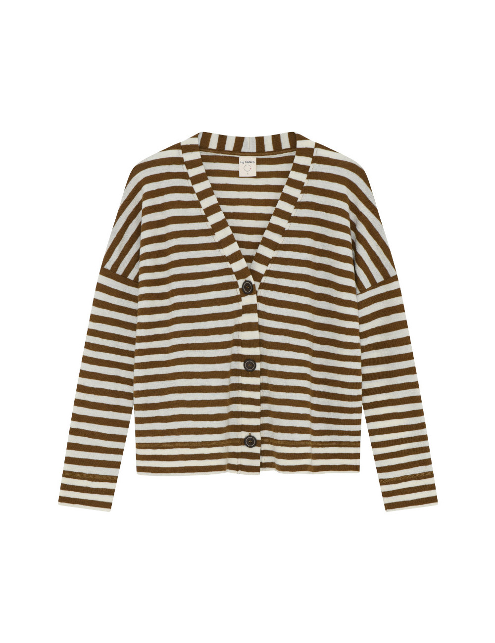 Klassisk cardigan med V-hals 8015 i striber