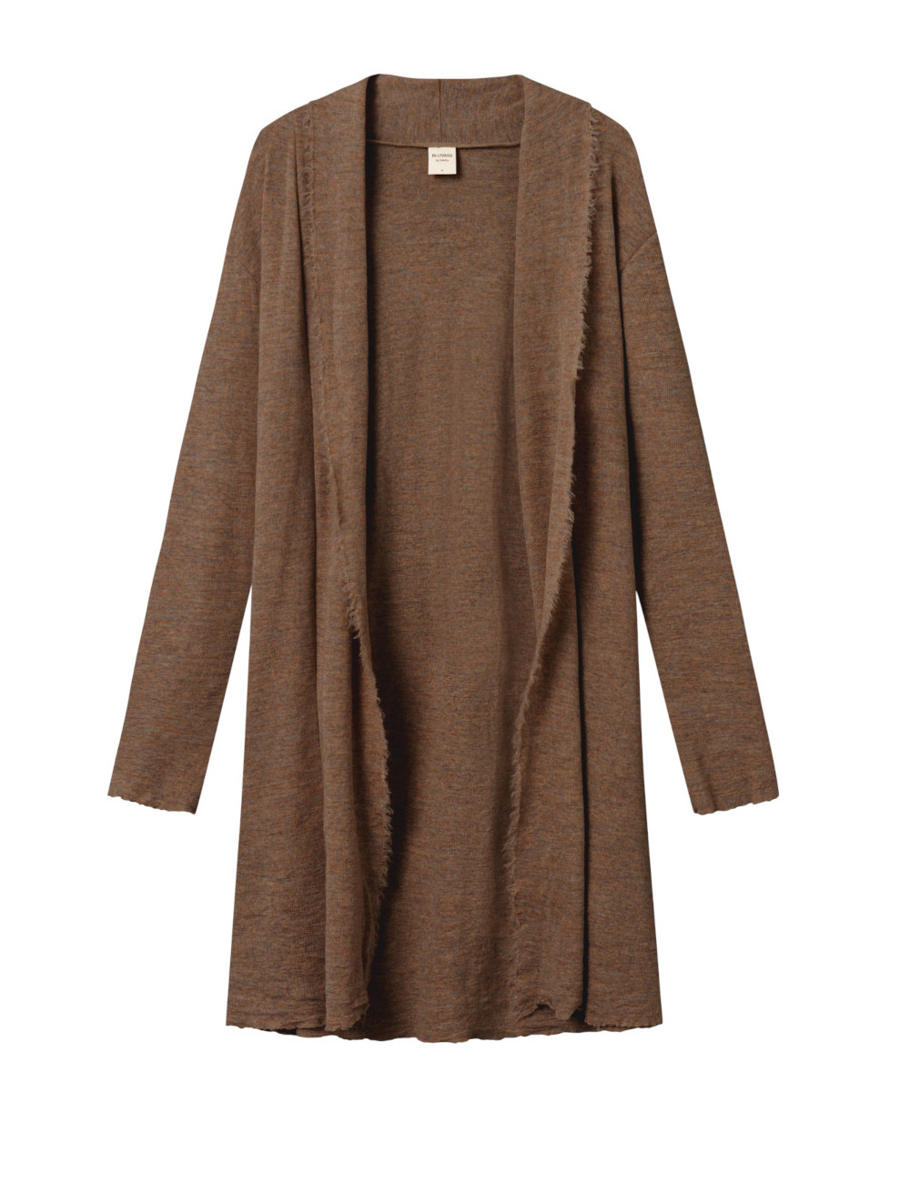 Mellem lang cardigan i merino uld 8003 i basis farver