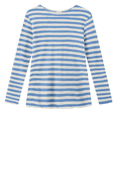 Merino uld bluse med A-facon 4012 i striber