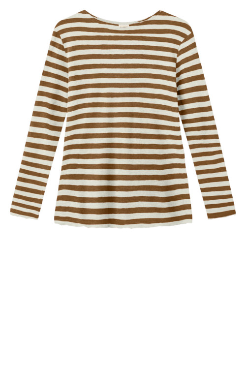 Merino uld bluse med A-facon 4012 i striber