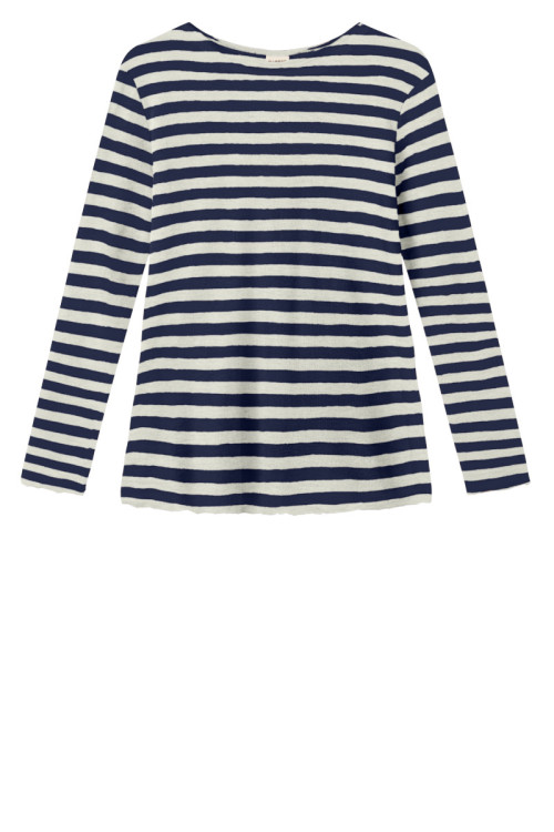 Merino uld bluse med A-facon 4012 i striber