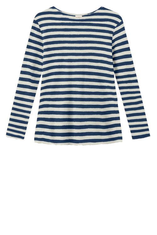 Merino uld bluse med A-facon 4012 i striber