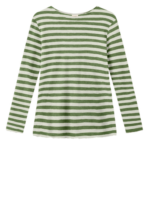 Merino uld bluse med A-facon 4012 i striber