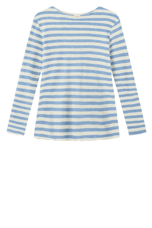 Merino uld bluse med A-facon 4012 i striber