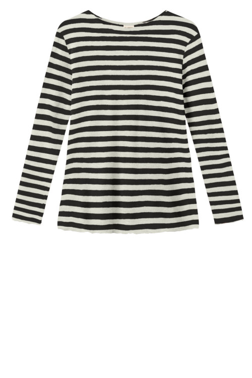 Merino uld bluse med A-facon 4012 i striber