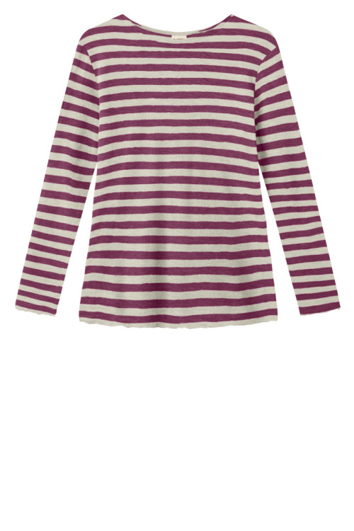 Merino uld bluse med A-facon 4012 i striber