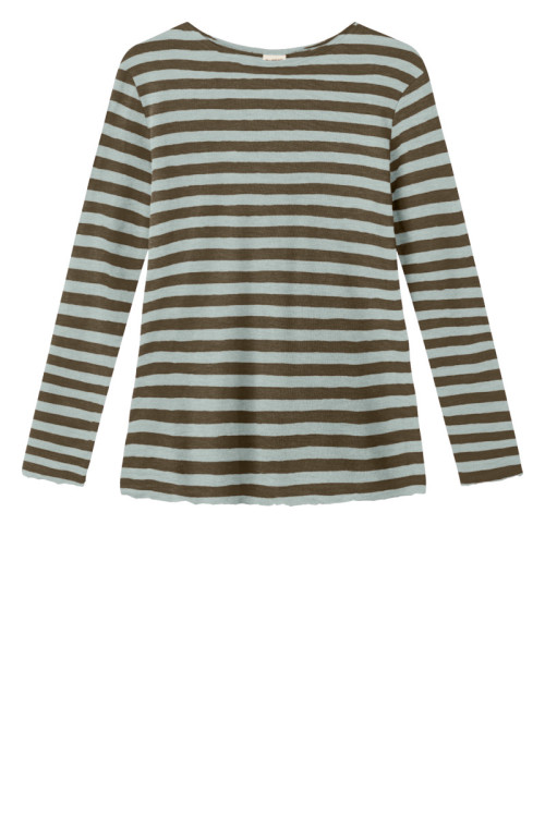 Merino uld bluse med A-facon 4012 i striber