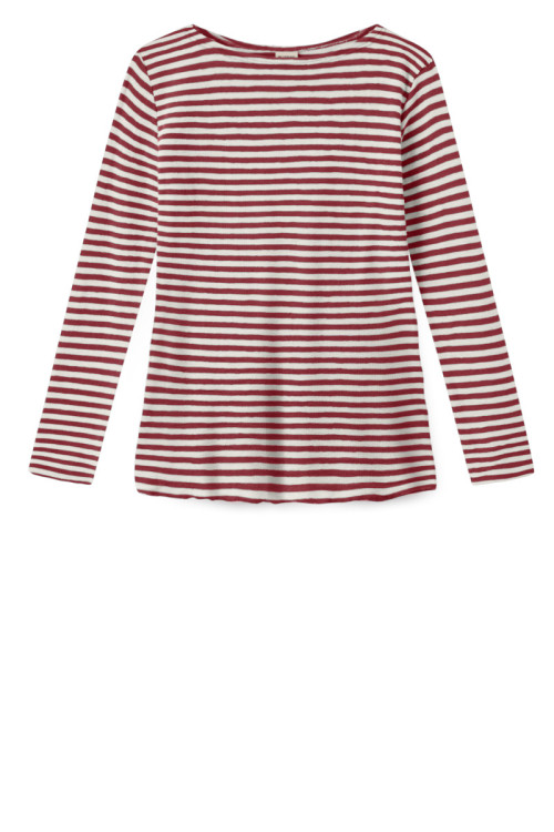 Merino uld bluse med A-facon 4012 i striber