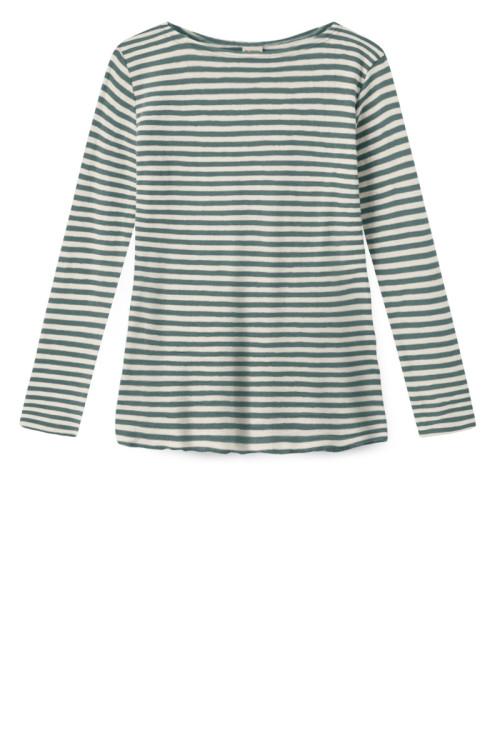 Merino uld bluse med A-facon 4012 i striber