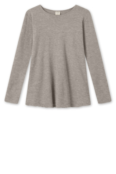 Merino uld bluse med A-facon fra By Basics i elefant grå
