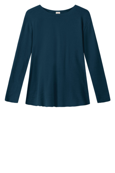 Merino uld bluse med A-facon fra By Basics i petrol