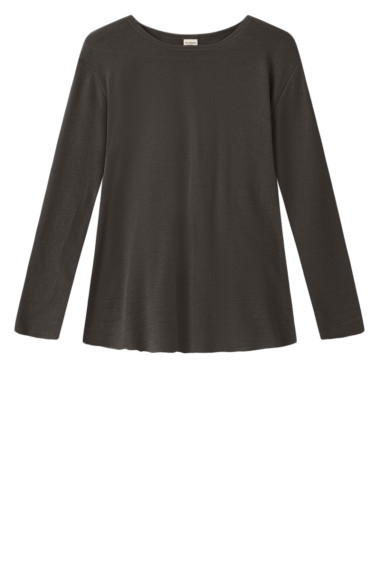 Merino uld bluse med A-facon fra By Basics i capers grøn