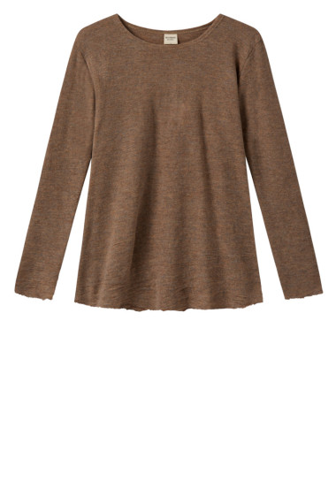 Merino uld bluse med A-facon fra By Basics i camel brun