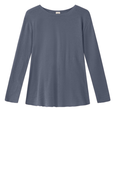 Merino uld bluse med A-facon fra By Basics i skybruds blå