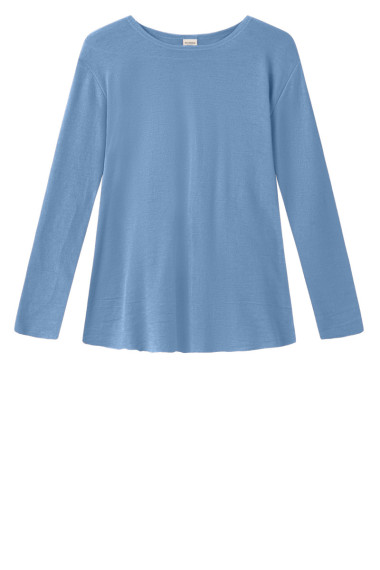 Merino uld bluse med A-facon fra By Basics i himmel blå