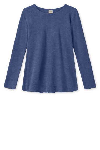 Merino uld bluse med A-facon fra By Basics i indigo melange